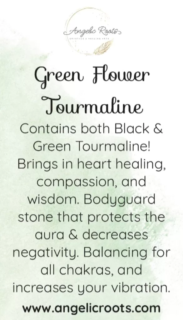 Green Flower Tourmaline Crystal Card