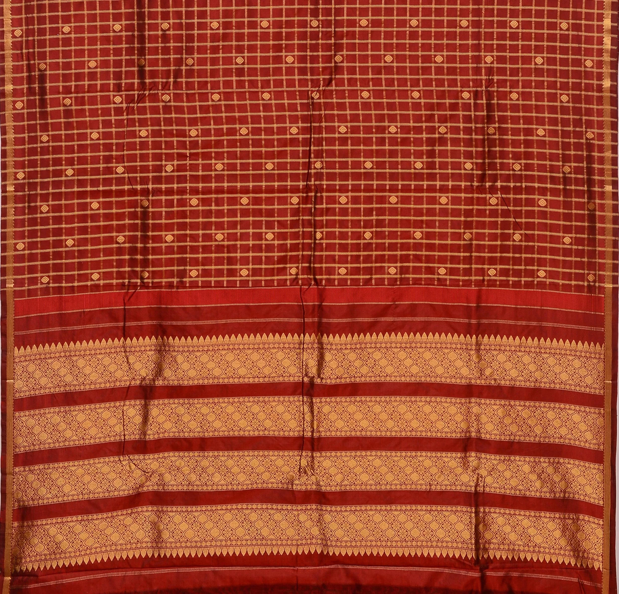 Handwoven Maroon Bangalore Silk Saree - 99N007286DSJ