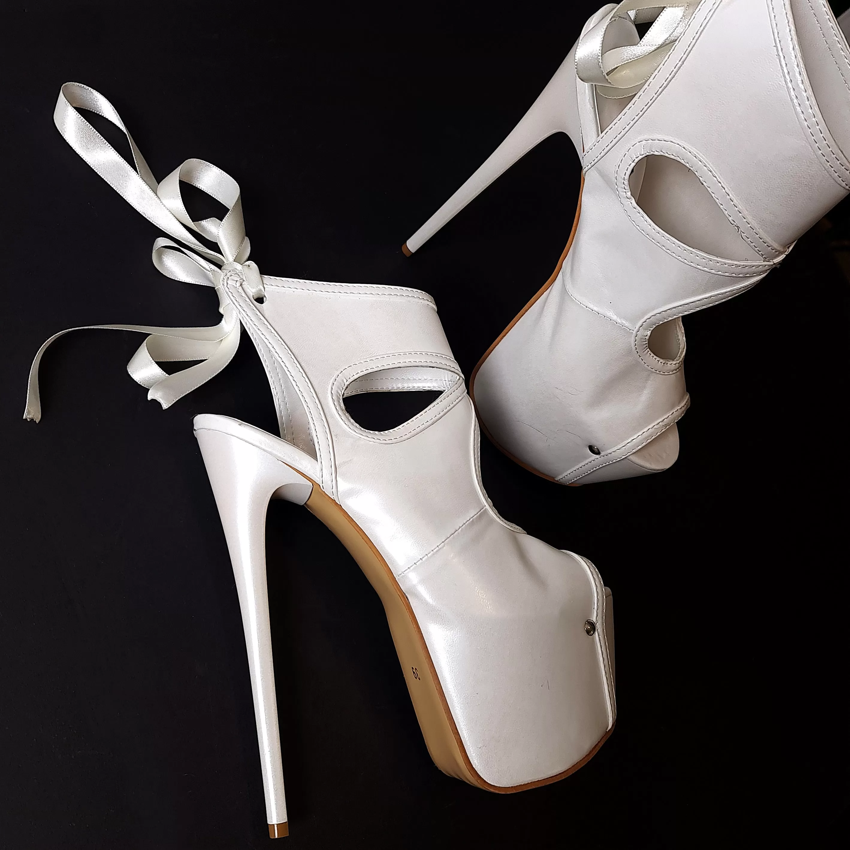 Ivory White Open Toe Sling Back High Heels