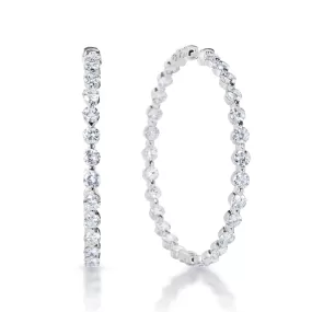 Karissa 10 Carat Round Brilliant Diamond Hoop Earrings in 18k White Gold