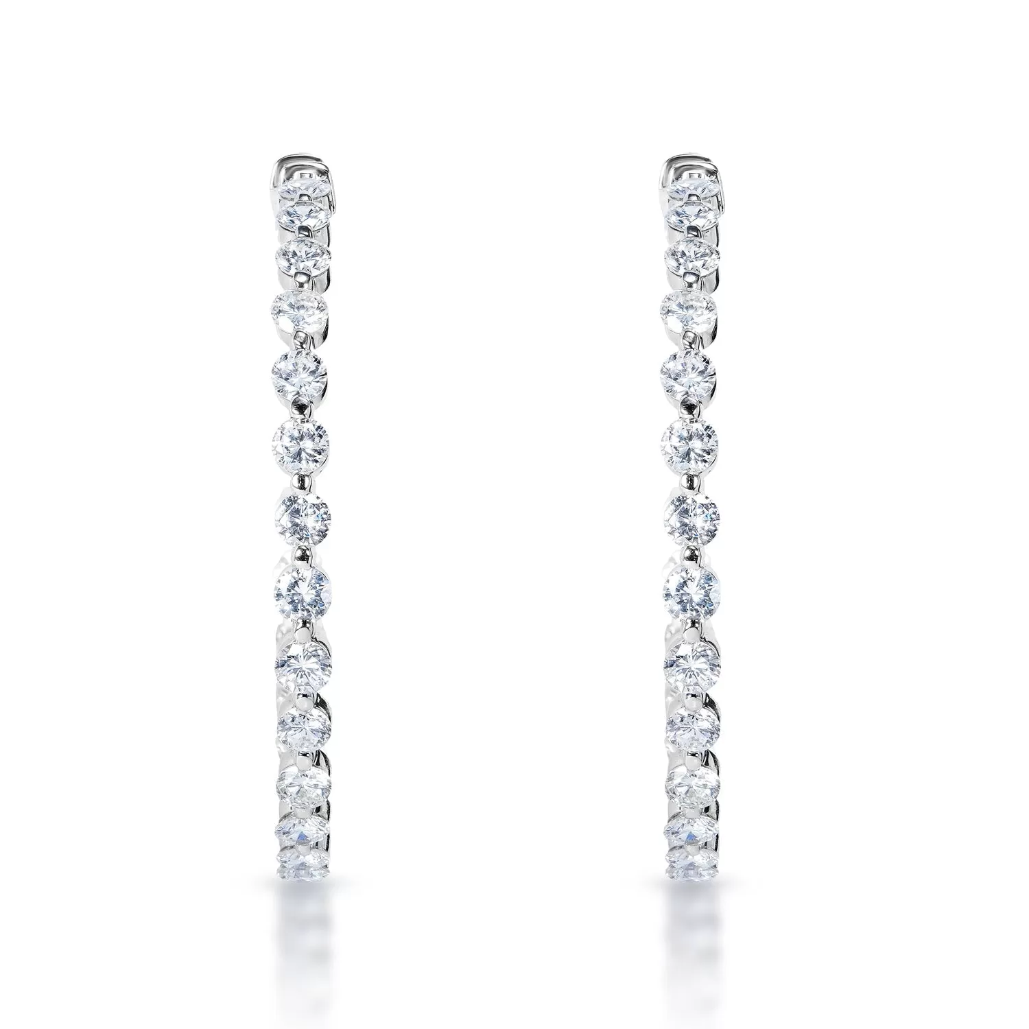 Karissa 10 Carat Round Brilliant Diamond Hoop Earrings in 18k White Gold