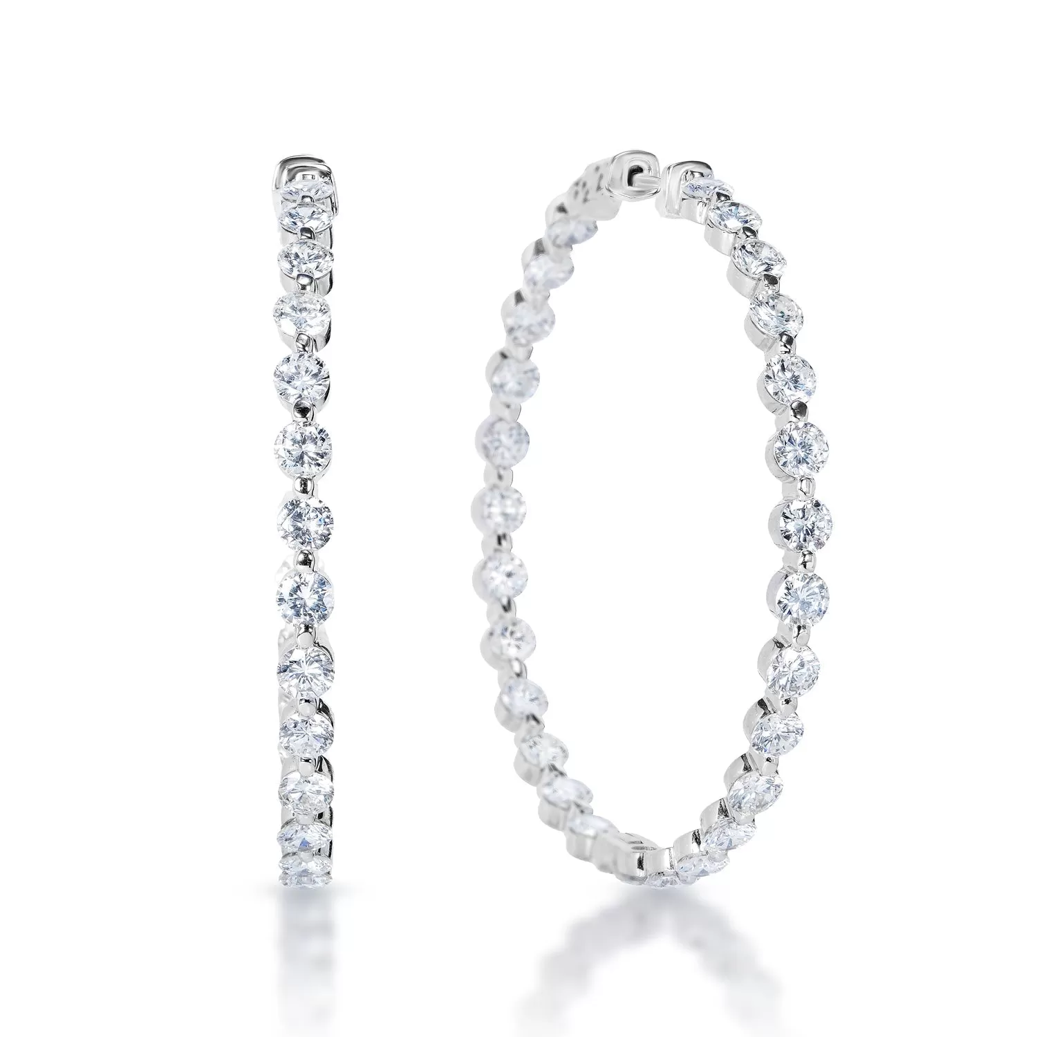 Karissa 10 Carat Round Brilliant Diamond Hoop Earrings in 18k White Gold