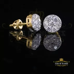 King of Bling's 2.76 ct Cubic Zirconia 925 Yellow Silver Women's & Men's Hip Hop Round Earrings