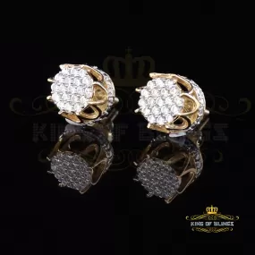 King of Bling's 925 Yellow 0.58ct Sterling Silver Cubic Zirconia Women's Hip Hop Flower Earrings