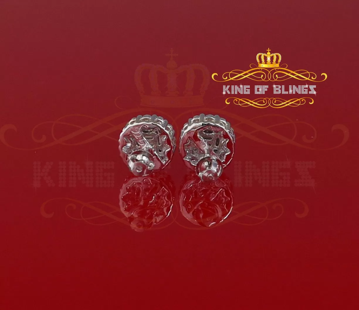 King of Blings- Aretes Para Hombre 925 White Silver 1.98ct Cubic Zirconia Round Women's Earrings