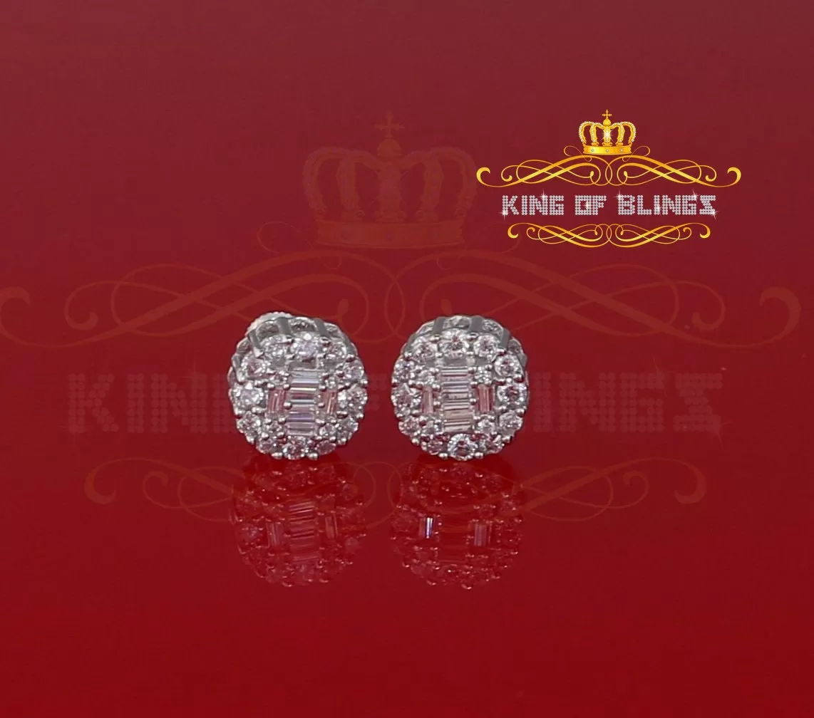 King of Blings- Aretes Para Hombre 925 White Silver 1.98ct Cubic Zirconia Round Women's Earrings