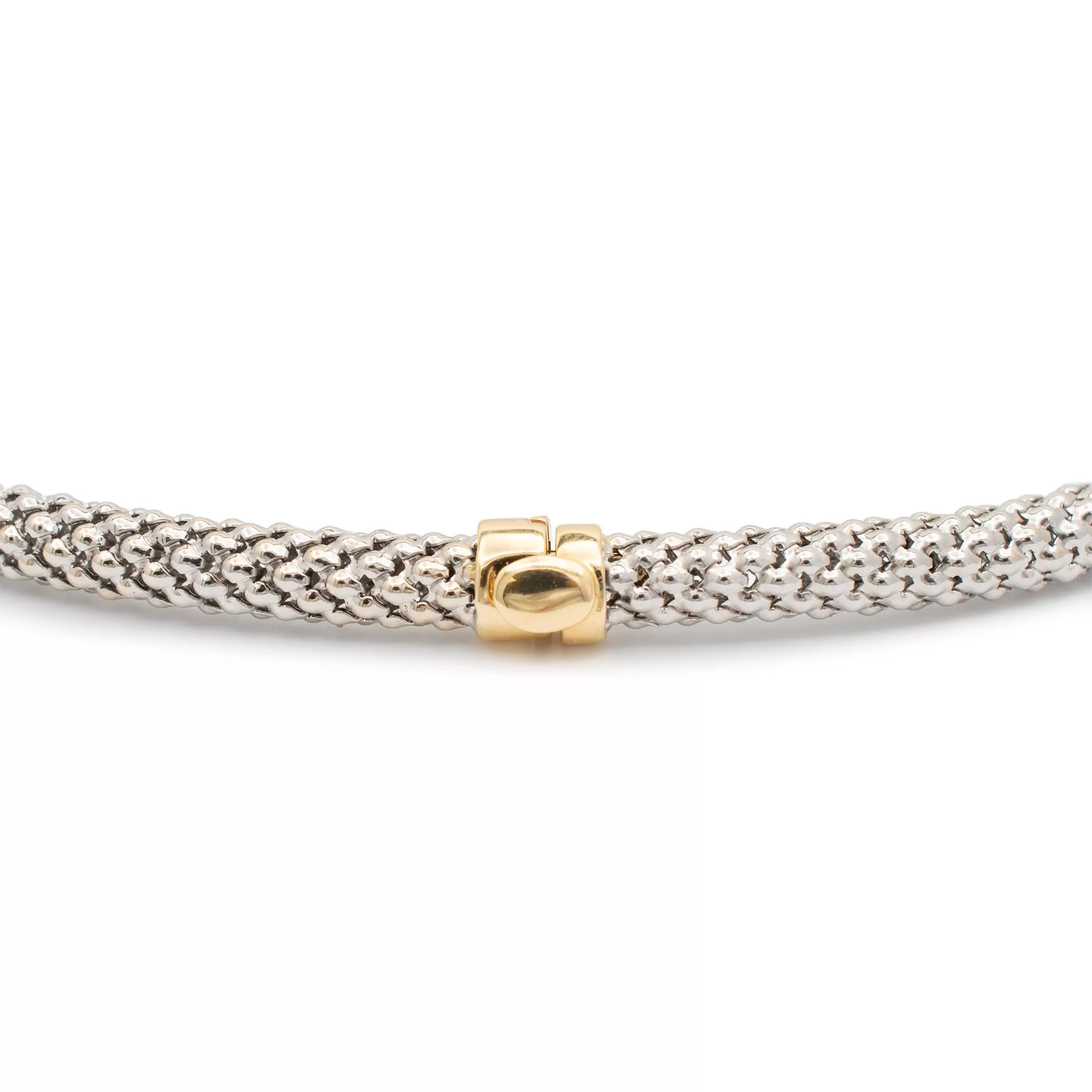 Ladies 14K White & Yellow Gold Popcorn Chain