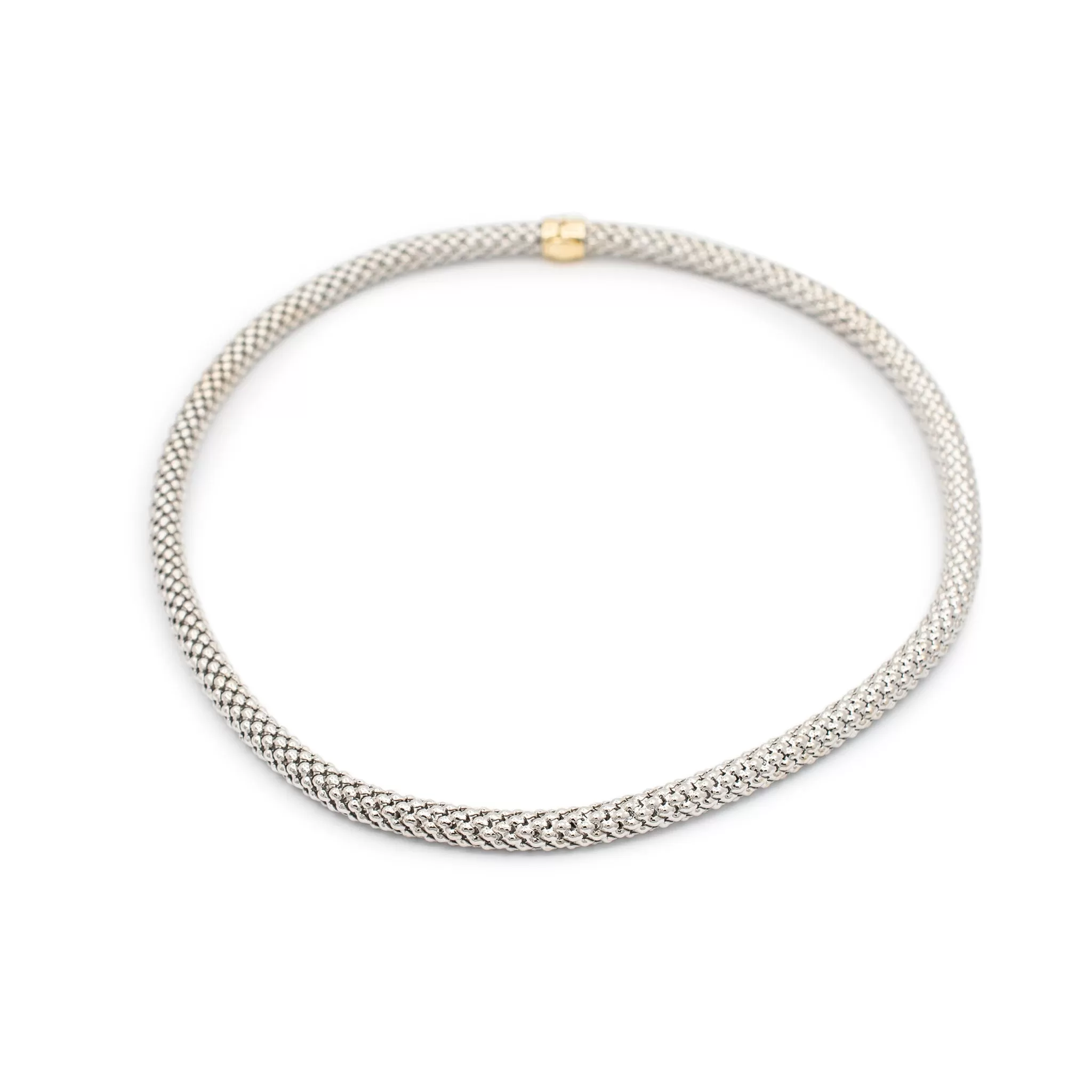 Ladies 14K White & Yellow Gold Popcorn Chain