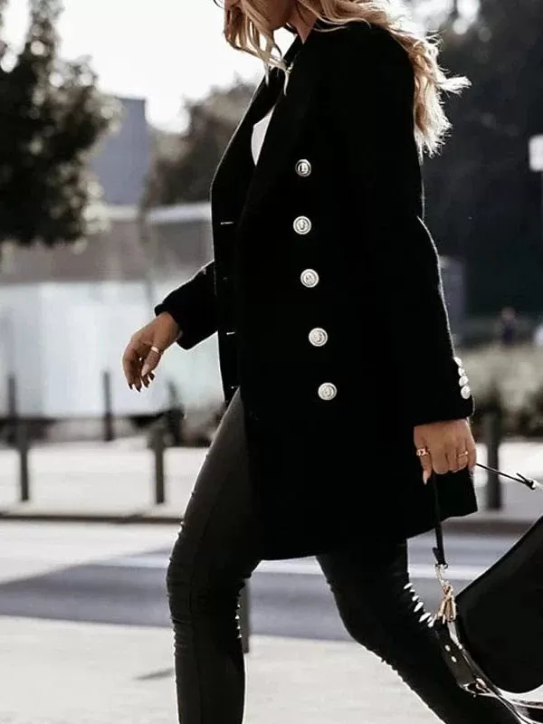 Ladies' Stylish Double-Breasted Pea Coat