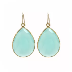 Large Aqua Chalcedony Drop Earrings