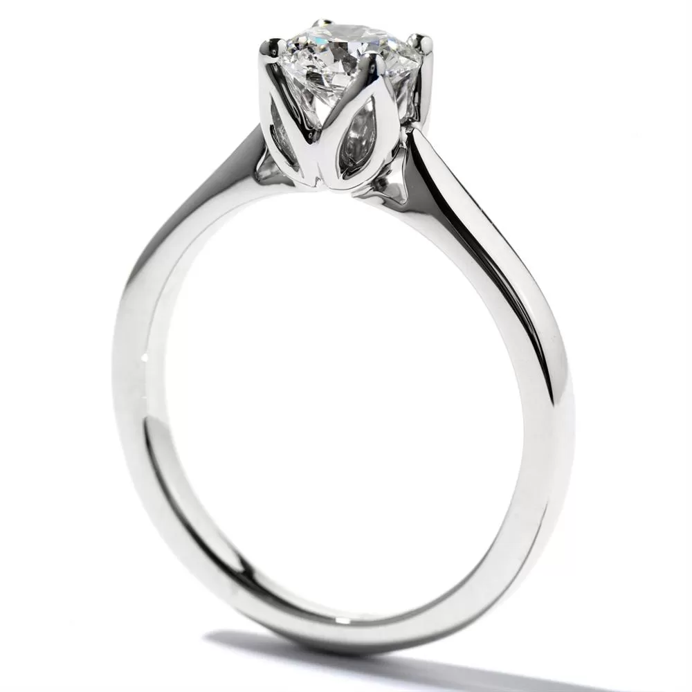 Leaf Round Solitaire Diamond Engagement Ring