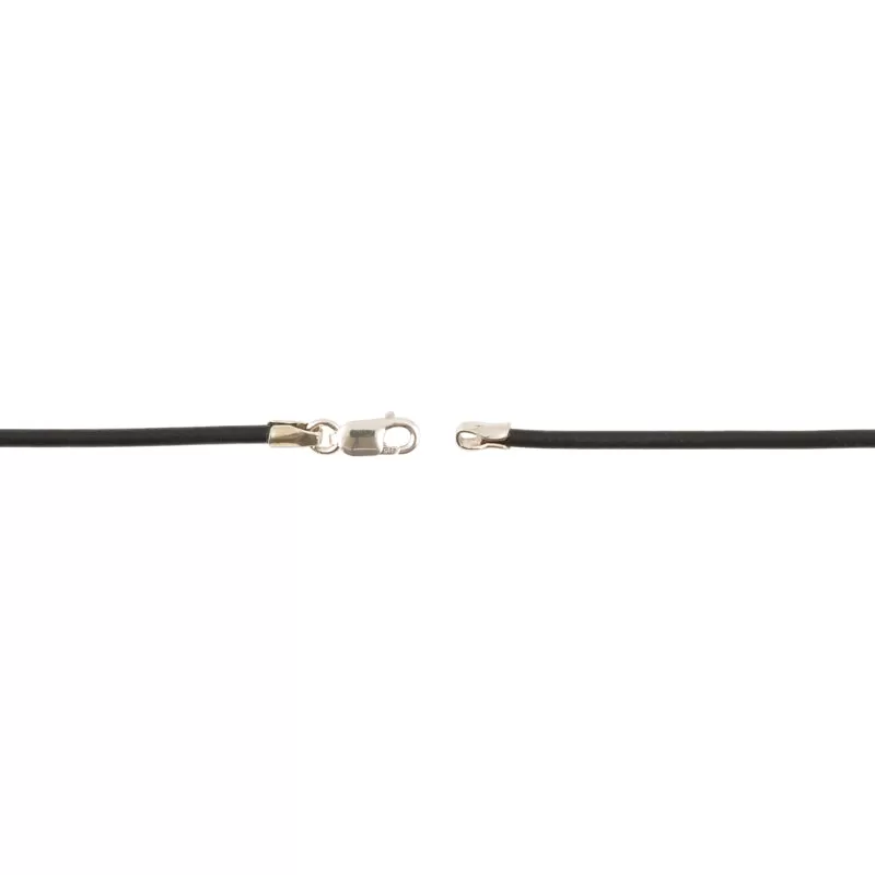 Leather Necklace-1.5mm Leather Cording with Sterling Silver Lobster Clasp-Black-16 Inches