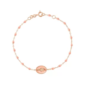 Madone resin charm Classic Gigi Saumon bracelet, Rose Gold, 6.7"