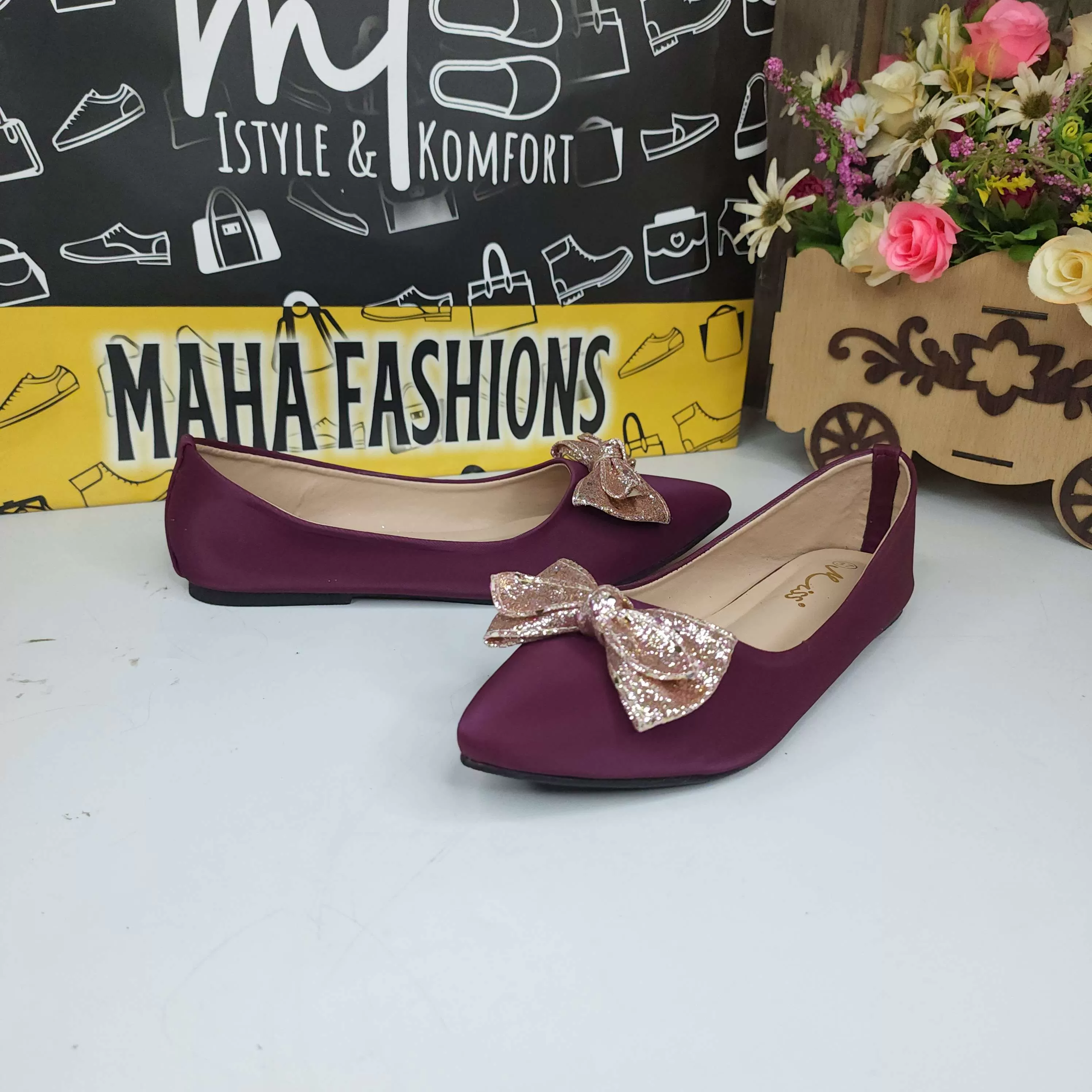 Maroon Bow Pumps