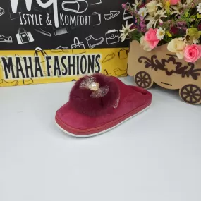 Maroon Fur Slippers