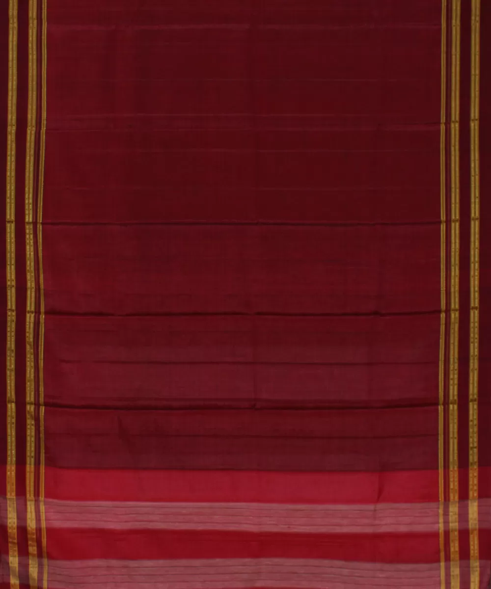 Maroon maroon gayatri border cotton art silk handloom ilkal saree