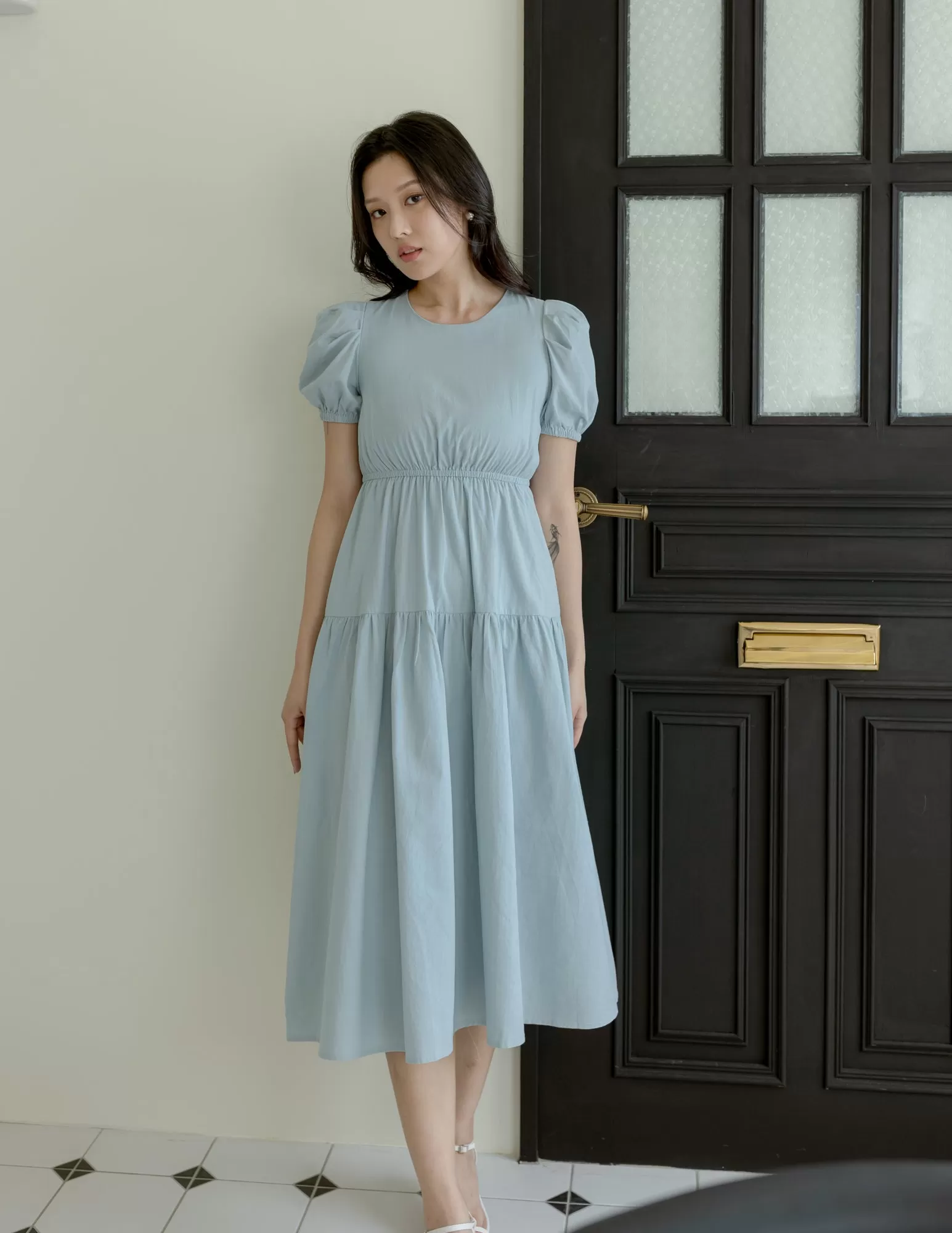 Matilda Tiered Dress in Blue