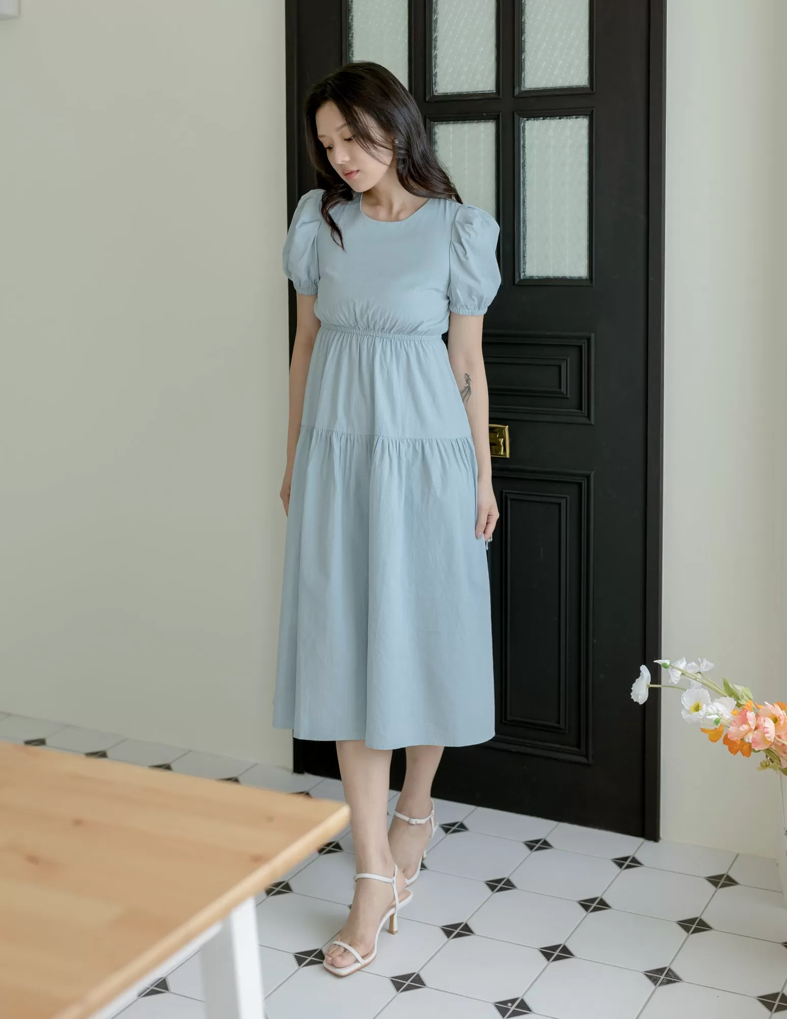 Matilda Tiered Dress in Blue