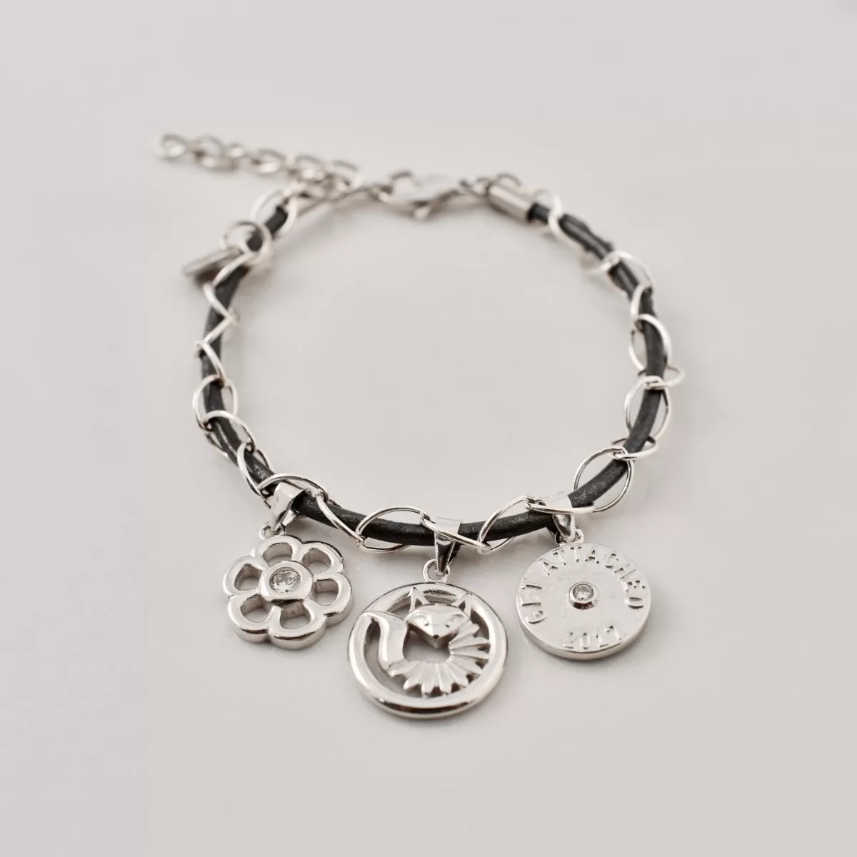 Megan Inner Beauty Fox Graphite Leather Bracelet