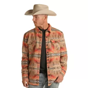 Men's Rock & Roll Aztec Tan Shirt Jacket