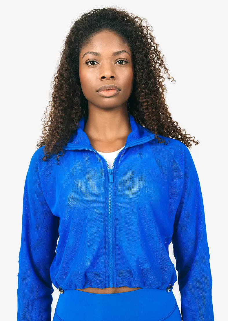 Mesh Zip Through Jacket Electric Blue