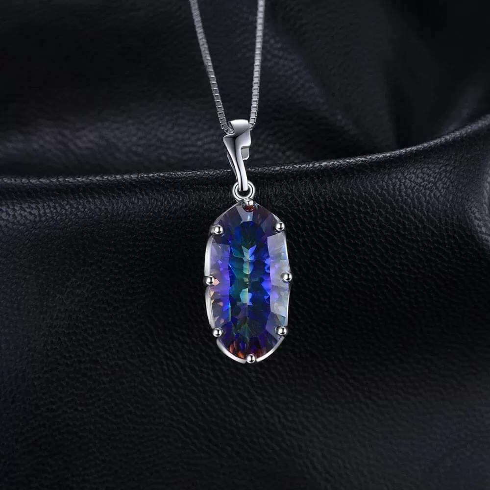 Mystical Blue Rainbow Crystal Pendant - 925 Sterling Silver ( No Chain )