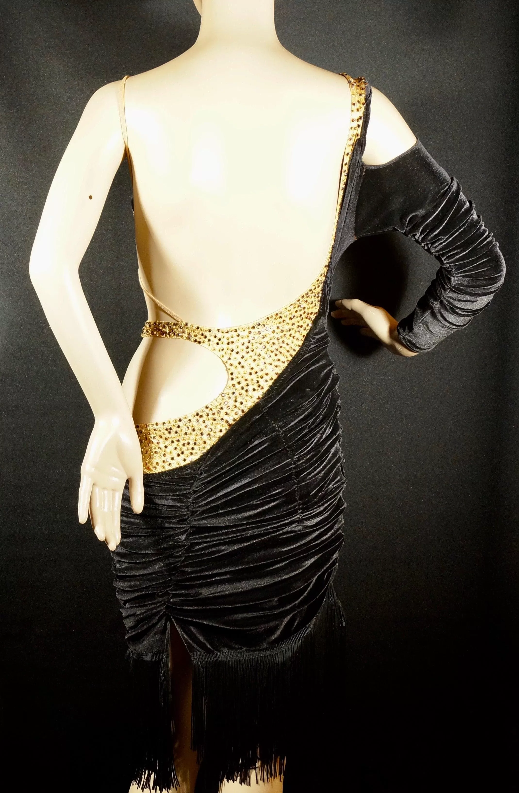 New Abraham Martinez Black & Gold Latin Dress