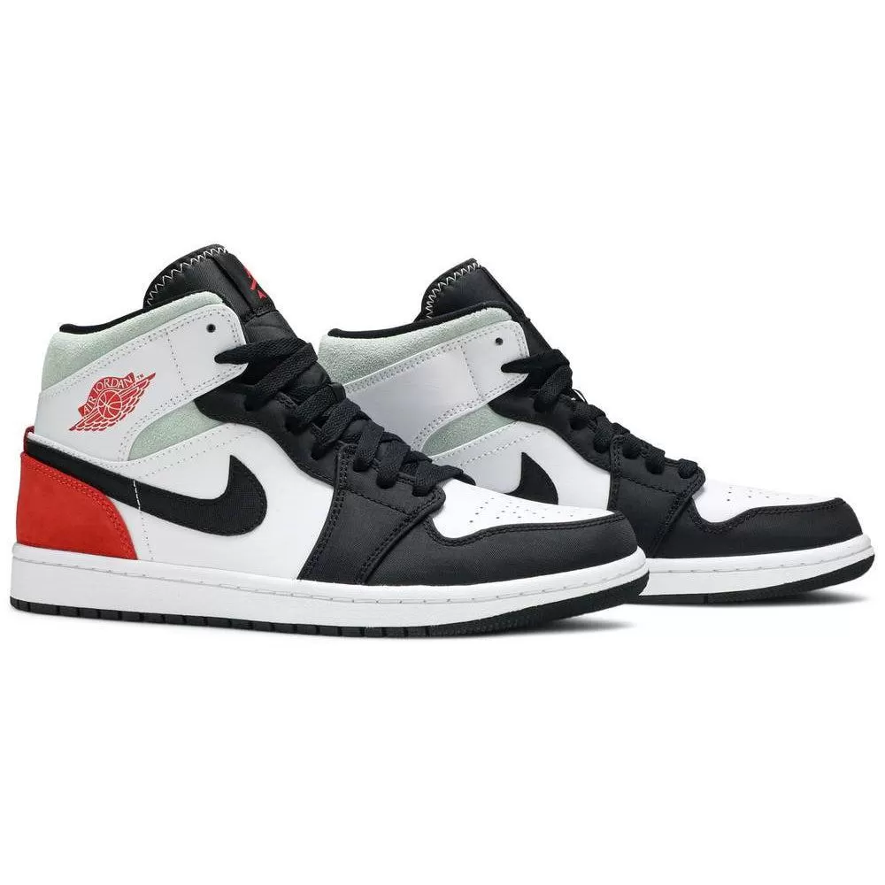 Nike Jordan 1 Mid SE White Black Red Spruce (GS)