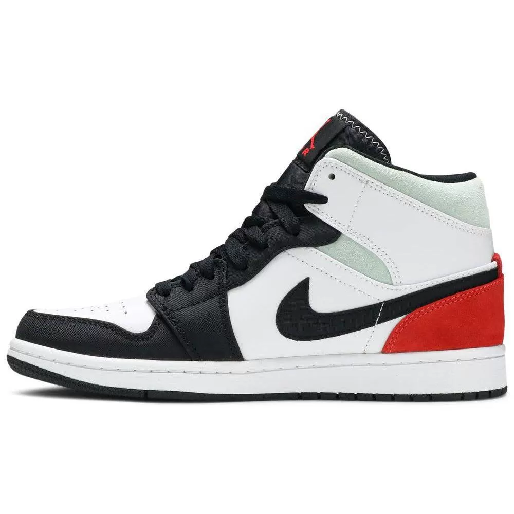 Nike Jordan 1 Mid SE White Black Red Spruce (GS)