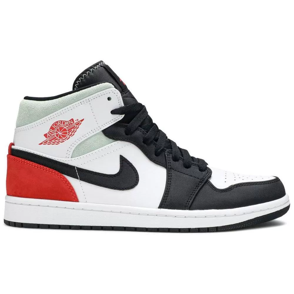 Nike Jordan 1 Mid SE White Black Red Spruce (GS)