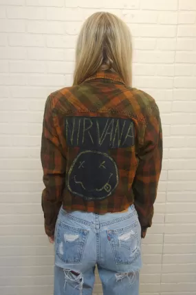 Nirvana Acid Wash Cropped Flannel