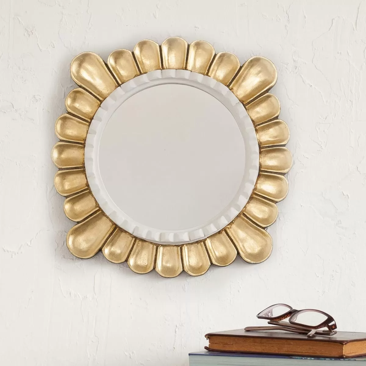 Novica Colonial Petals Bronze Gilded Wood Wall Mirror