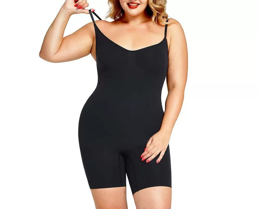 Oleidi Sculpting Bodysuit Mid Thigh W. Open Gusset - Black