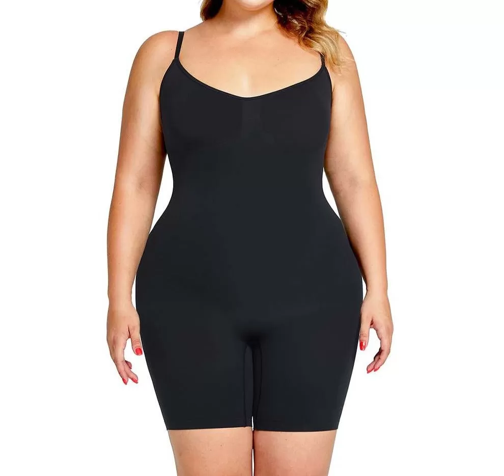 Oleidi Sculpting Bodysuit Mid Thigh W. Open Gusset - Black