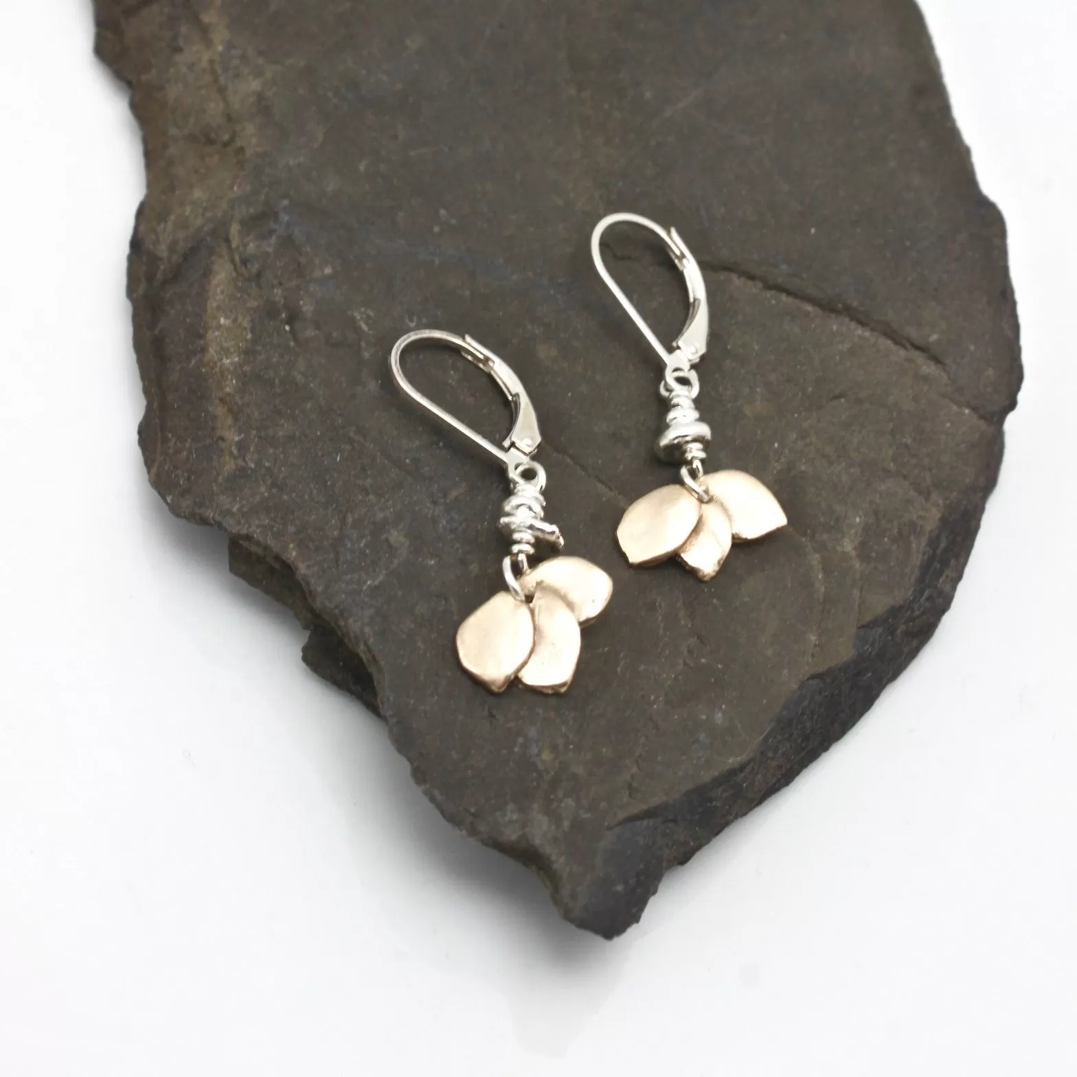 One of a Kind:  Bronze 3 Petite Petal Earrings