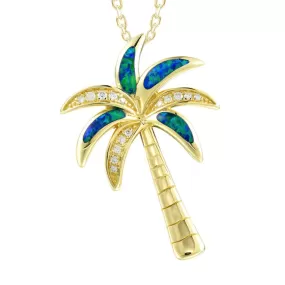 Opal Tropical Palm Tree Pendant