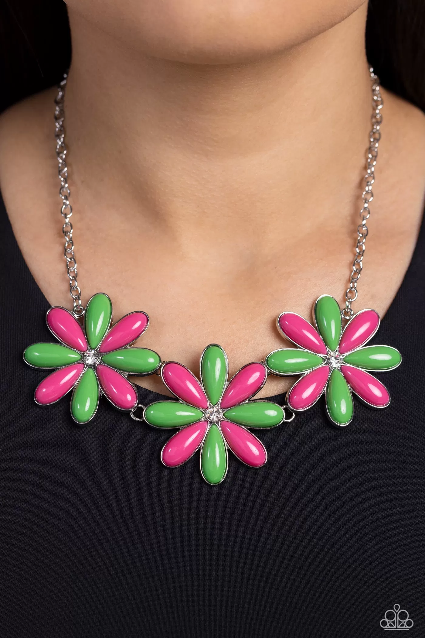 Paparazzi Bodacious Bouquet Green Necklace & Earring Set