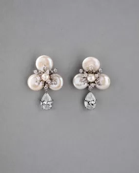 Pearl Statement Earrings with Pear Drop CZ