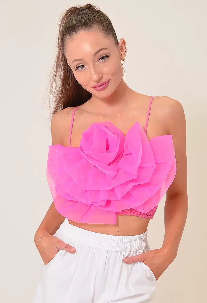 Petal Flower Tank Top-Fuchsia