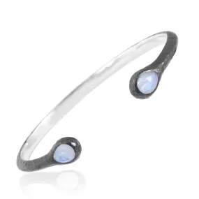 Petal Moonstone Silver Cuff