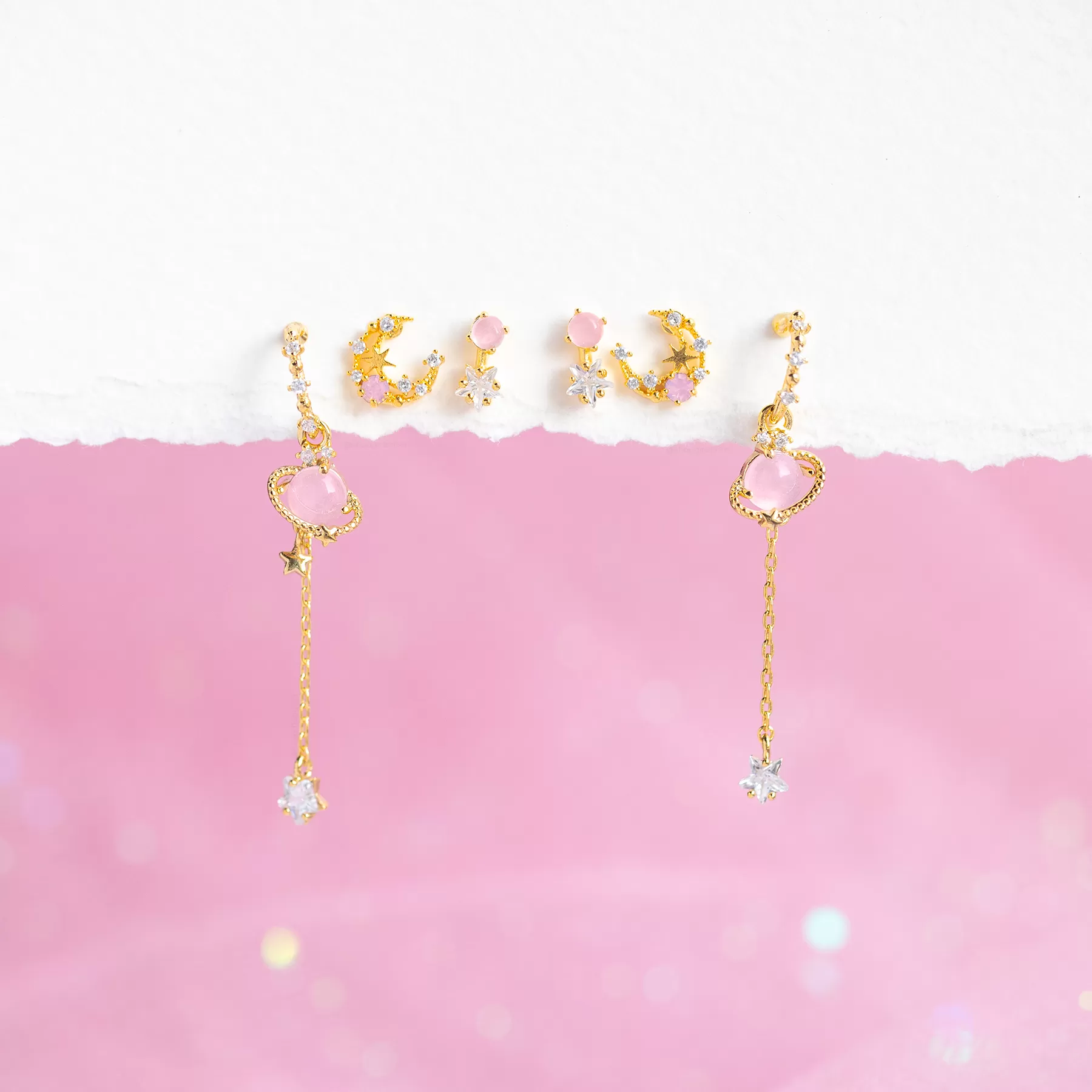 Pink Jupiter Earring Set