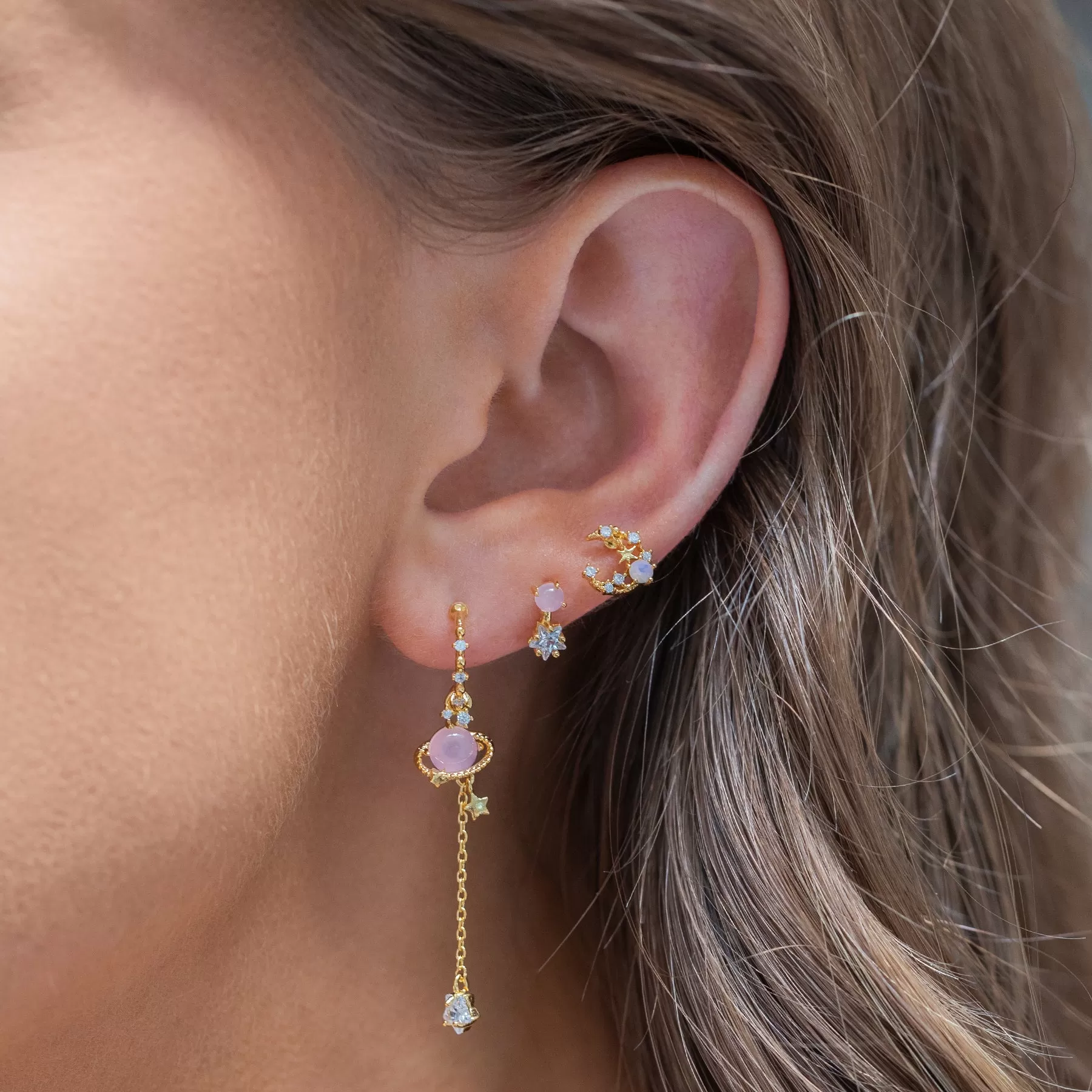 Pink Jupiter Earring Set