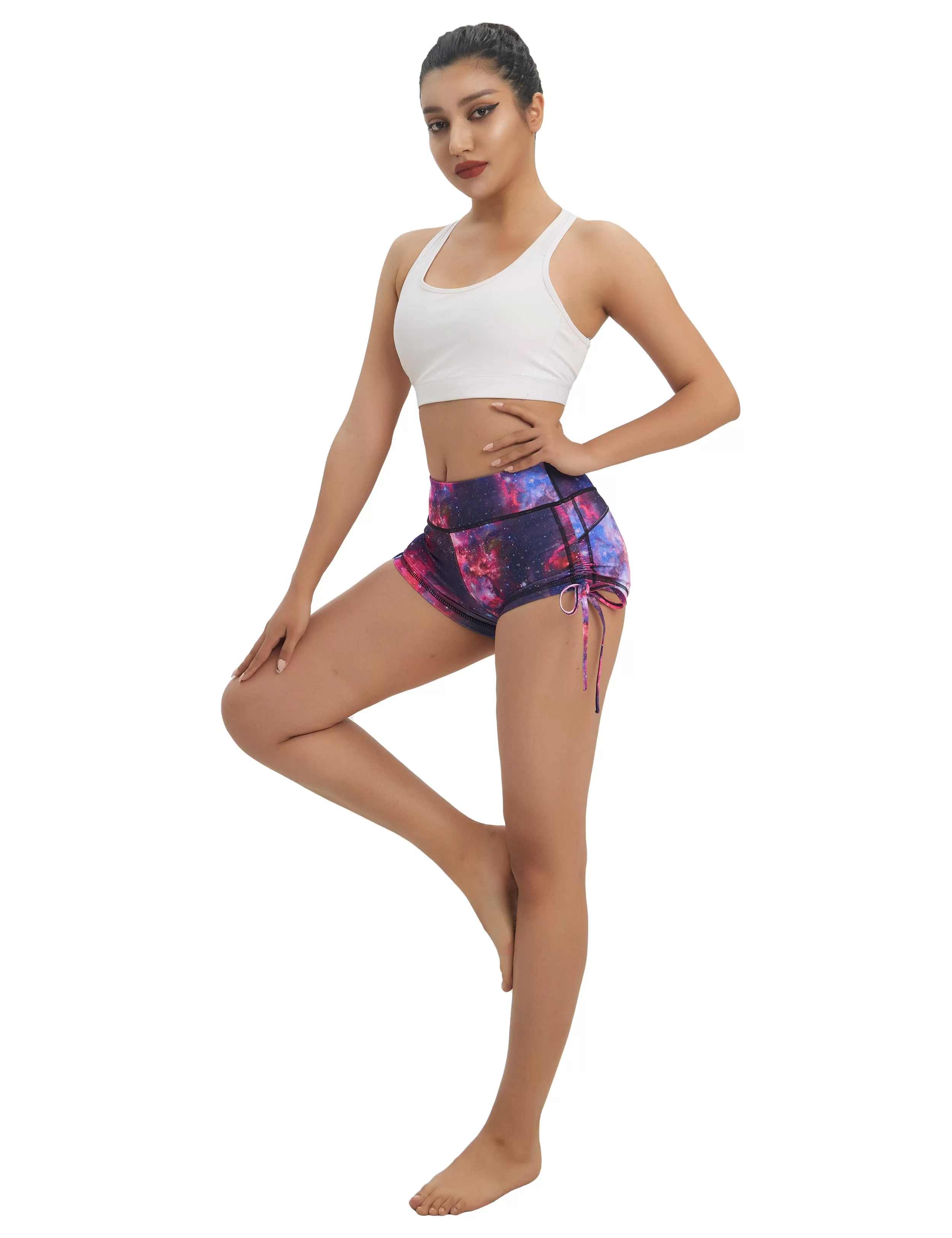 Printed Side Drawstring Hot Shorts galaxy