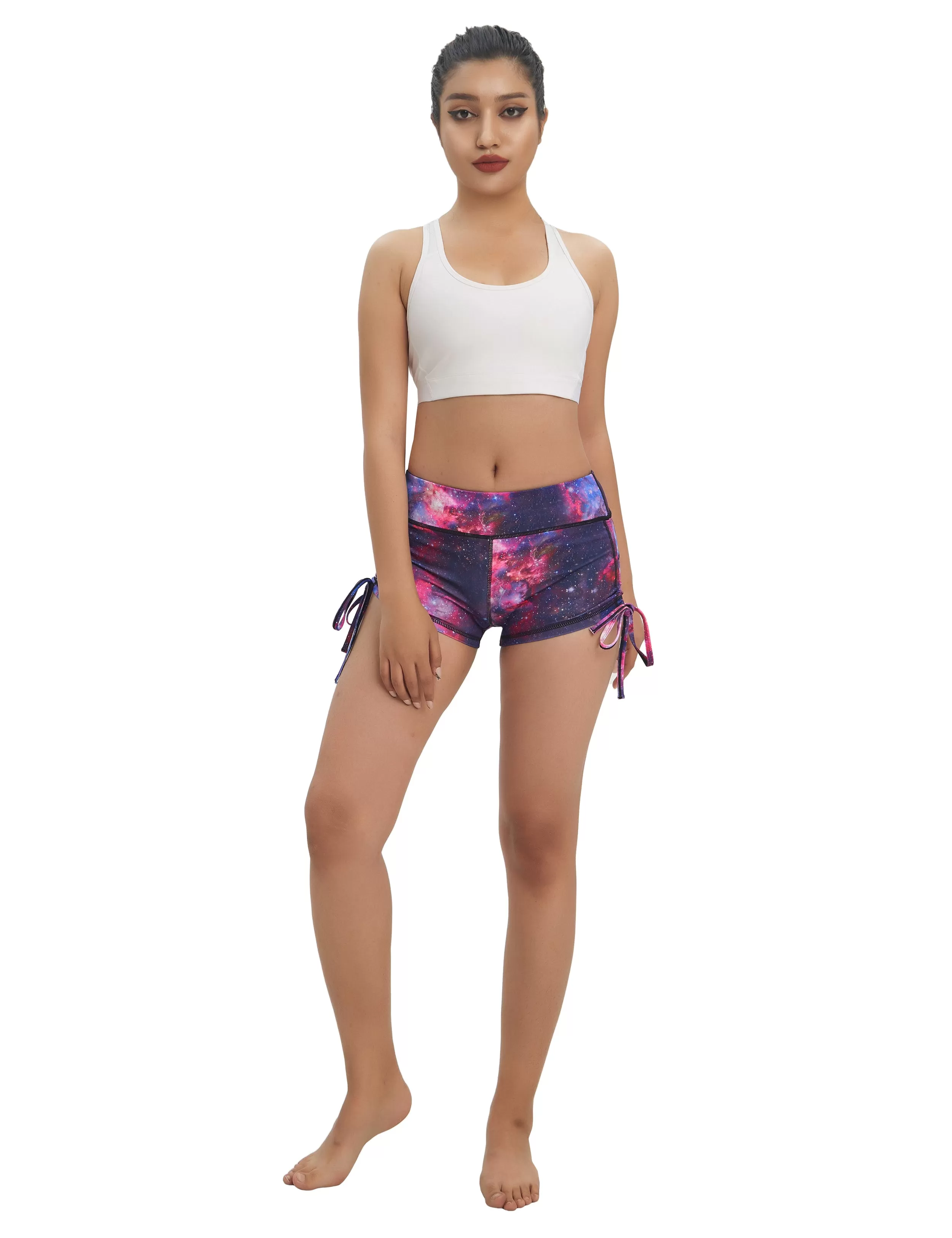 Printed Side Drawstring Hot Shorts galaxy