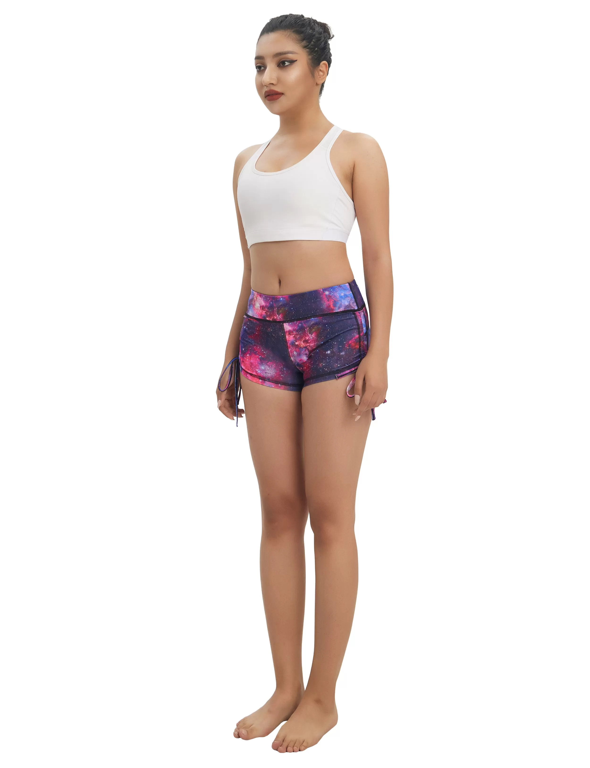 Printed Side Drawstring Hot Shorts galaxy