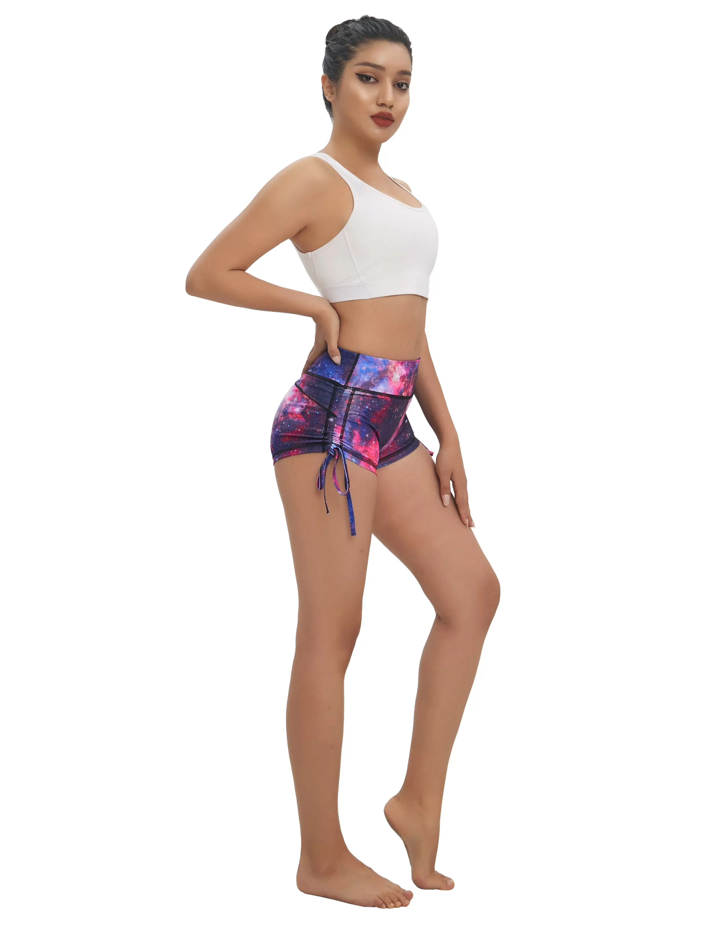 Printed Side Drawstring Hot Shorts galaxy