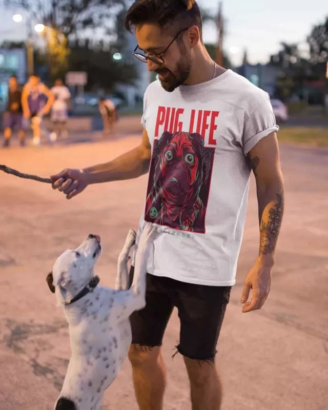 Pug Life - Digital Graphics Basic T-shirt White