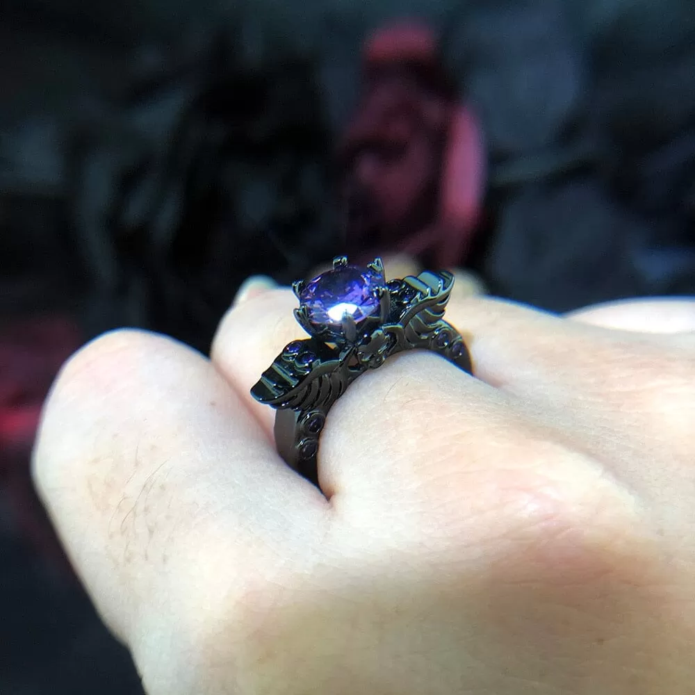 Punk Amethyst Gothic Ring