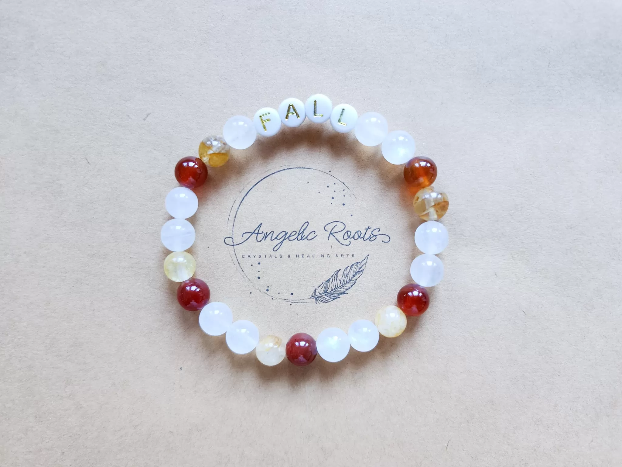 Rainbow Moonstone, Carnelian, & Golden Healer Fall Beaded Bracelet || Reiki Infused