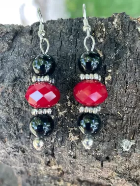 Red and Black Crystal Earrings